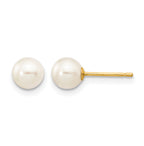 14K Gold Filled 5-6mm White Round Cultured Freshwater Pearl Stud Earrings by Sophia Jewelers