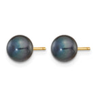 14K Gold Filled 6-7mm Black Button Cultured Freshwater Pearl Stud Earrings - view 2