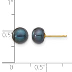 14K Gold Filled 6-7mm Black Button Cultured Freshwater Pearl Stud Earrings - view 3