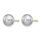 14K Gold Filled 6-7mm Grey Button Cultured Freshwater Pearl Stud Earrings - view 2