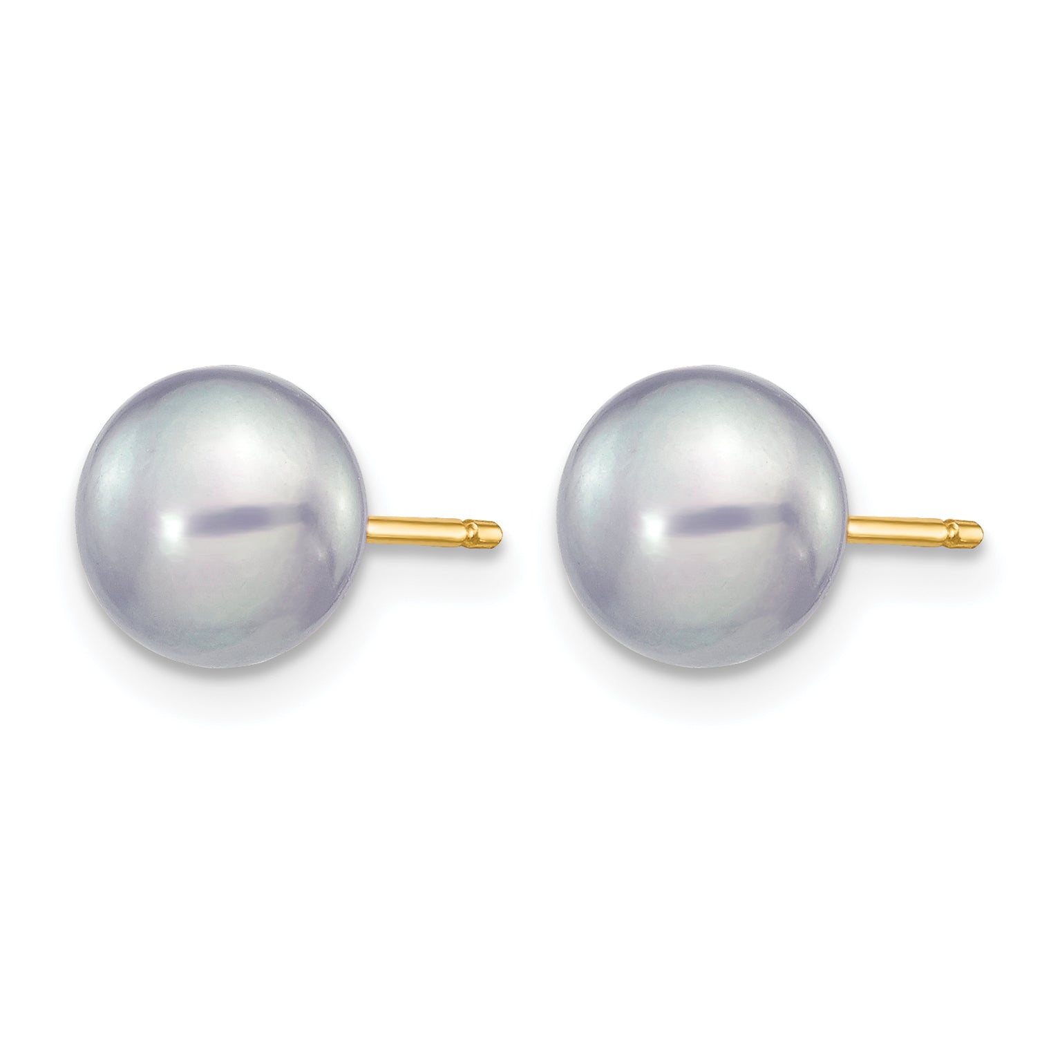14K Gold Filled 6-7mm Grey Button Cultured Freshwater Pearl Stud Earrings - view 2