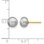 14K Gold Filled 6-7mm Grey Button Cultured Freshwater Pearl Stud Earrings - view 3