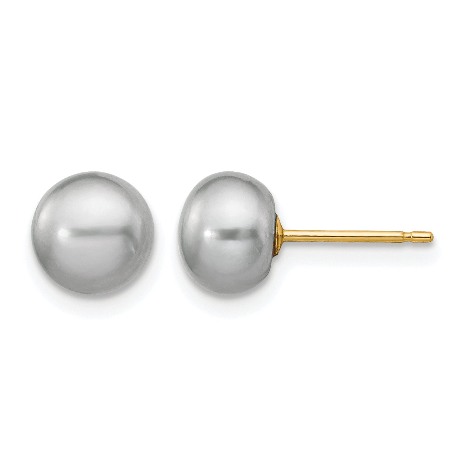 14K Gold Filled 6-7mm Grey Button Cultured Freshwater Pearl Stud Earrings by Sophia Jewelers Main image