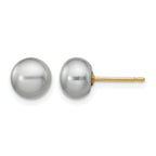 14K Gold Filled 6-7mm Grey Button Cultured Freshwater Pearl Stud Earrings by Sophia Jewelers