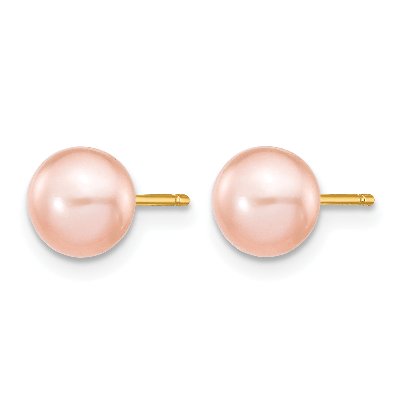 14K Gold Filled 6-7mm Pink Button Cultured Freshwater Pearl Stud Earrings Secondary image