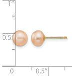 14K Gold Filled 6-7mm Pink Button Cultured Freshwater Pearl Stud Earrings - view 3
