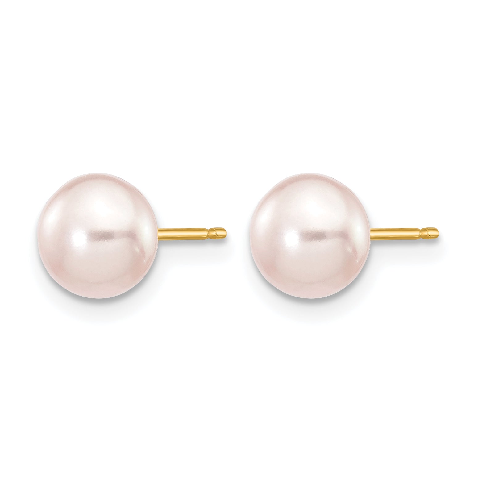 14K Gold Filled 6-7mm Purple Button Cultured Freshwater Pearl Stud Earrings Secondary image