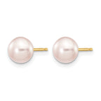 14K Gold Filled 6-7mm Purple Button Cultured Freshwater Pearl Stud Earrings - view 2