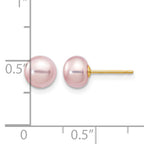 14K Gold Filled 6-7mm Purple Button Cultured Freshwater Pearl Stud Earrings - view 3