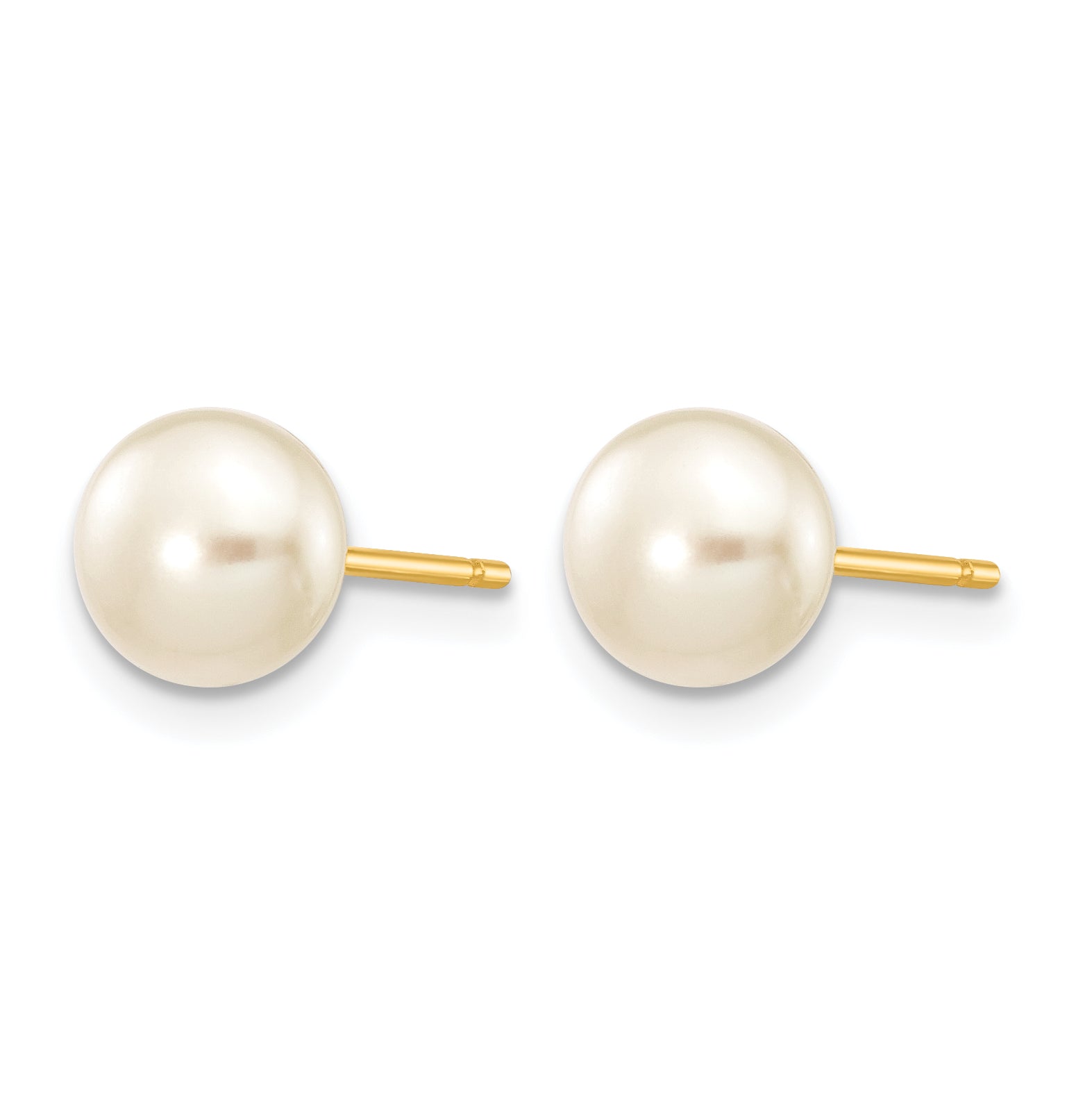 14K Gold Filled 6-7mm White Button Cultured Freshwater Pearl Stud Earrings Secondary image