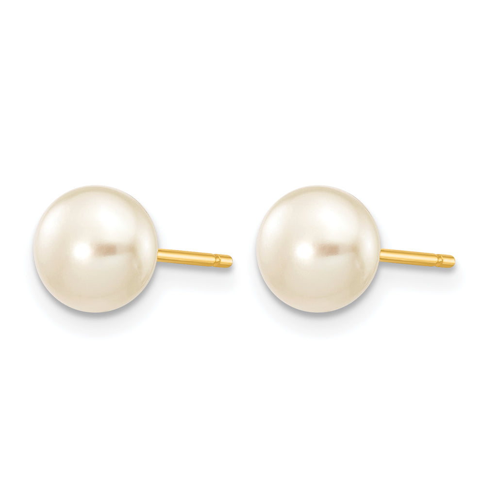 14K Gold Filled 6-7mm White Button Cultured Freshwater Pearl Stud Earrings - view 2