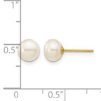 14K Gold Filled 6-7mm White Button Cultured Freshwater Pearl Stud Earrings - view 3