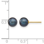 14K Gold Filled 6-7mm Black Round Cultured Freshwater Pearl Stud Earrings - view 3