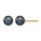 14K Gold Filled 6-7mm Black Round Cultured Freshwater Pearl Stud Earrings by Sophia Jewelers