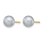 14K Gold Filled 6-7mm Grey Round Cultured Freshwater Pearl Stud Earrings - view 2