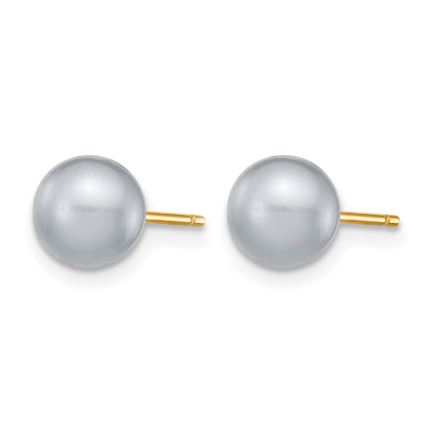 14K Gold Filled 6-7mm Grey Round Cultured Freshwater Pearl Stud Earrings - view 2