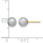14K Gold Filled 6-7mm Grey Round Cultured Freshwater Pearl Stud Earrings - view 3