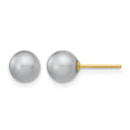 14K Gold Filled 6-7mm Grey Round Cultured Freshwater Pearl Stud Earrings by Sophia Jewelers