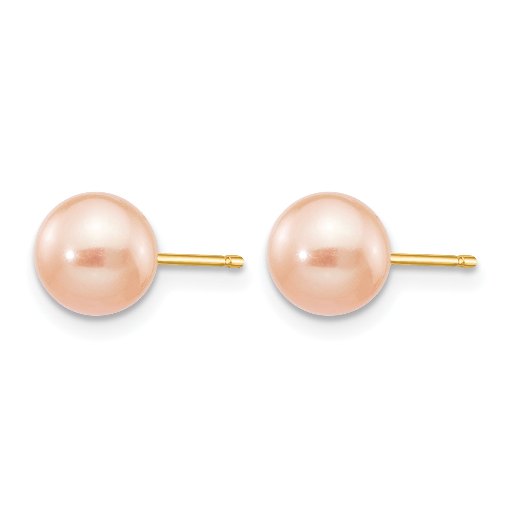 14K Gold Filled 6-7mm Pink Round Cultured Freshwater Pearl Stud Earrings Secondary image