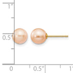 14K Gold Filled 6-7mm Pink Round Cultured Freshwater Pearl Stud Earrings - view 3