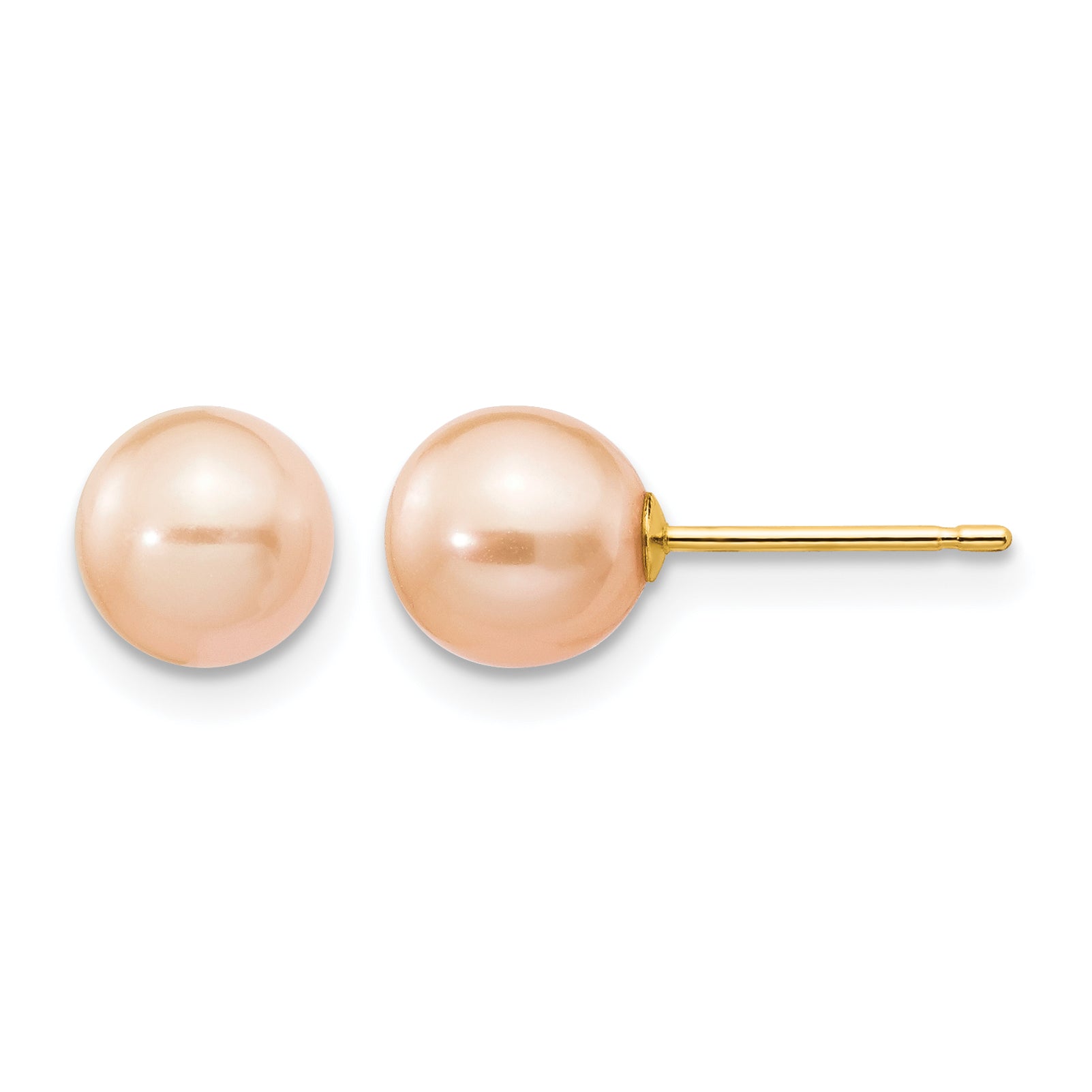 14K Gold Filled 6-7mm Pink Round Cultured Freshwater Pearl Stud Earrings by Sophia Jewelers Main image