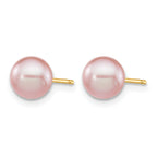 14K Gold Filled 6-7mm Purple Round Cultured Freshwater Pearl Stud Earrings - view 2