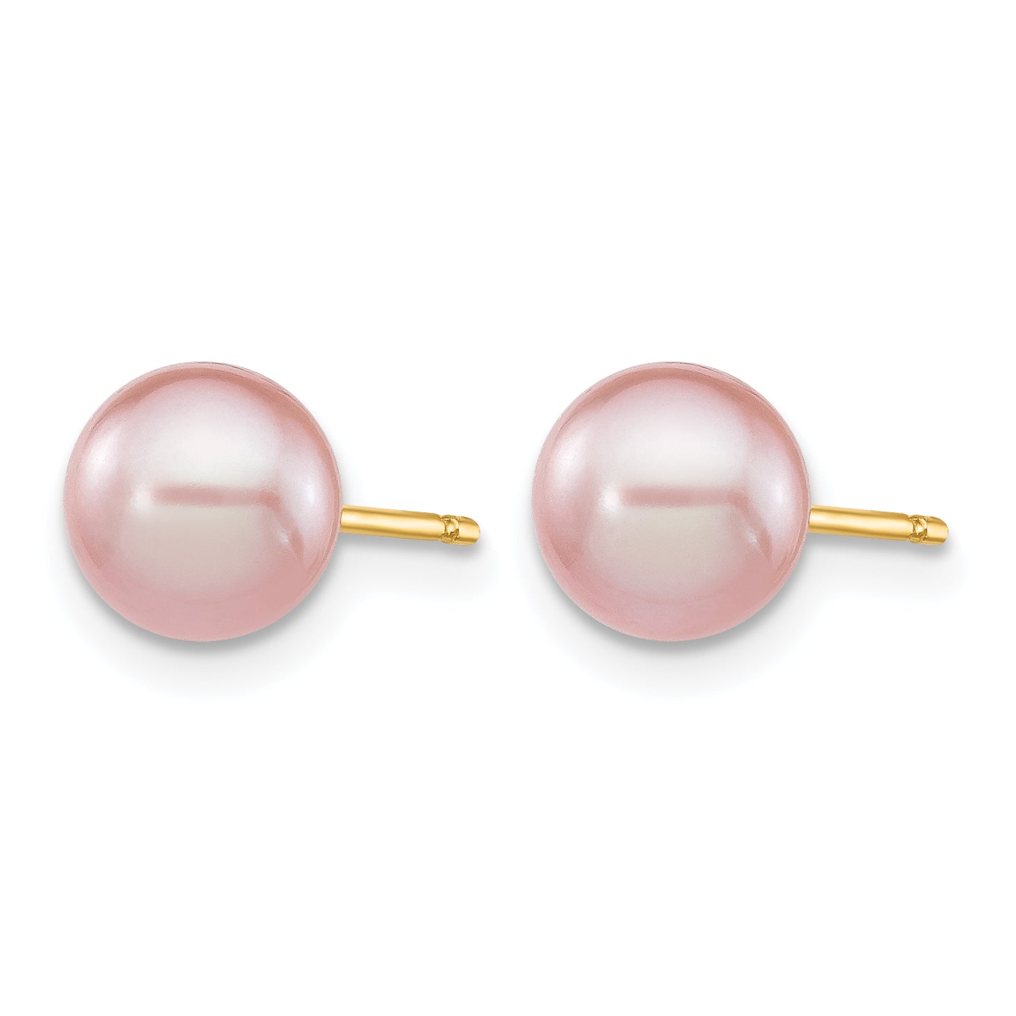 14K Gold Filled 6-7mm Purple Round Cultured Freshwater Pearl Stud Earrings - view 2