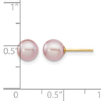 14K Gold Filled 6-7mm Purple Round Cultured Freshwater Pearl Stud Earrings - view 3