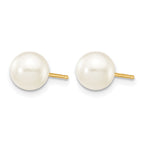 14K Gold Filled 6-7mm White Round Cultured Freshwater Pearl Stud Earrings - view 2
