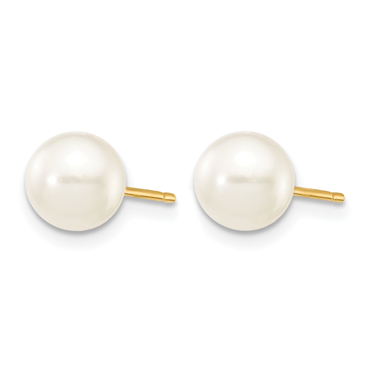 14K Gold Filled 6-7mm White Round Cultured Freshwater Pearl Stud Earrings - view 2