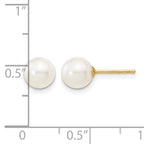 14K Gold Filled 6-7mm White Round Cultured Freshwater Pearl Stud Earrings - view 3