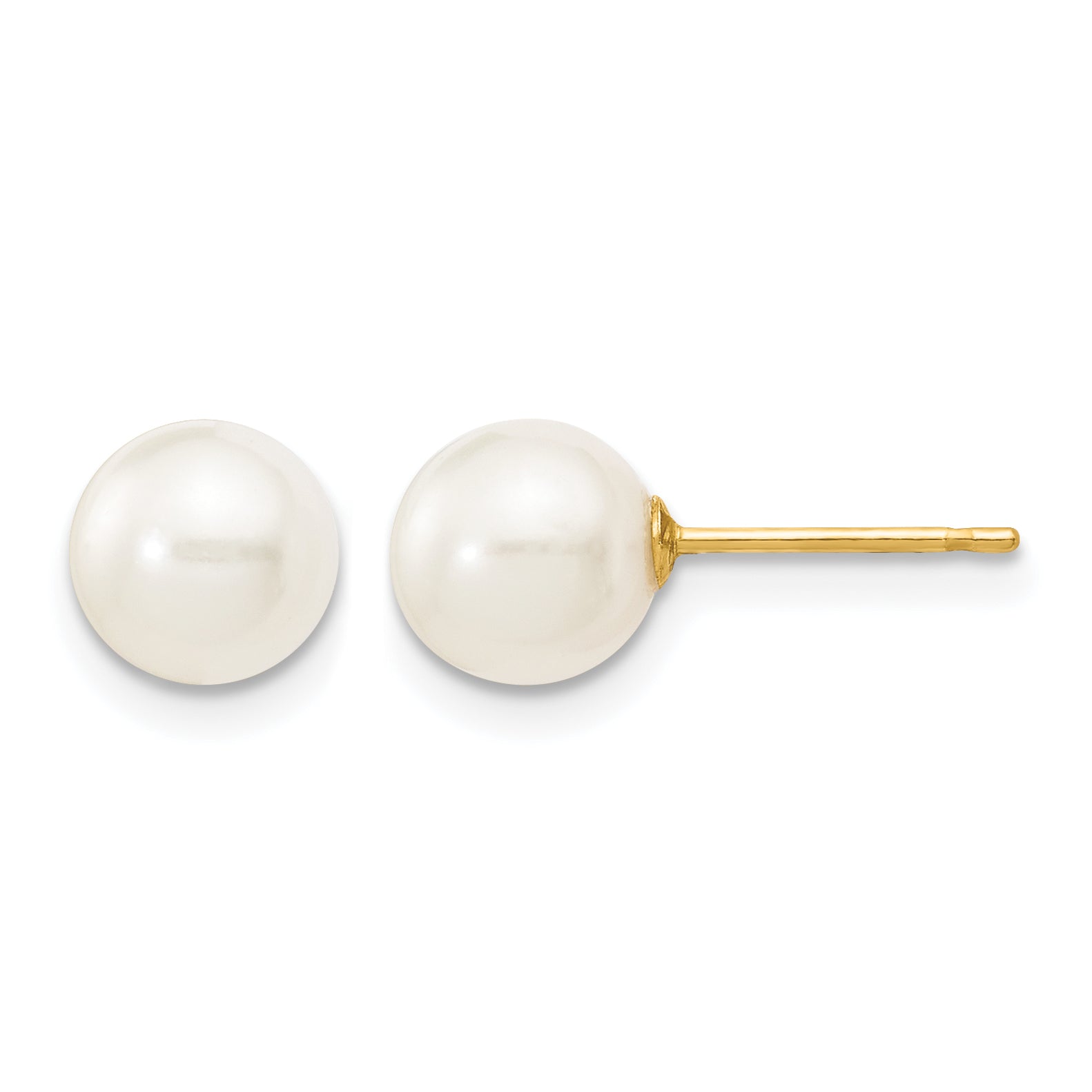14K Gold Filled 6-7mm White Round Cultured Freshwater Pearl Stud Earrings by Sophia Jewelers Main image