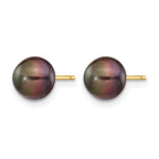 14K Gold Filled 7-8mm Black Button Cultured Freshwater Pearl Stud Earrings - view 2