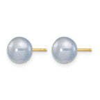 14K Gold Filled 7-8mm Grey Button Cultured Freshwater Pearl Stud Earrings - view 2
