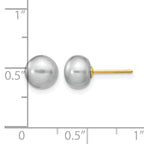 14K Gold Filled 7-8mm Grey Button Cultured Freshwater Pearl Stud Earrings - view 3