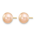 14K Gold Filled 7-8mm Pink Button Cultured Freshwater Pearl Stud Earrings - view 2