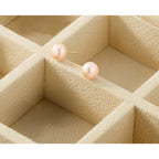 14K Gold Filled 7-8mm Pink Button Cultured Freshwater Pearl Stud Earrings - view 4