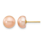 14K Gold Filled 7-8mm Pink Button Cultured Freshwater Pearl Stud Earrings by Sophia Jewelers