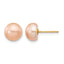 14K Gold Filled 7-8mm Pink Button Cultured Freshwater Pearl Stud Earrings by Sophia Jewelers