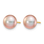 14K Gold Filled 7-8mm Purple Button Cultured Freshwater Pearl Stud Earrings - view 2