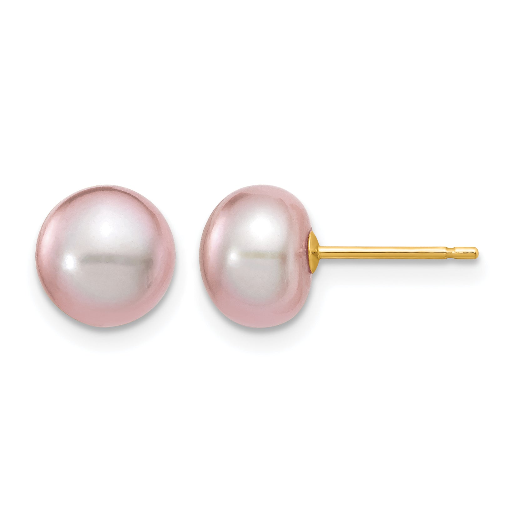 14K Gold Filled 7-8mm Purple Button Cultured Freshwater Pearl Stud Earrings by Sophia Jewelers Main image