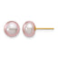 14K Gold Filled 7-8mm Purple Button Cultured Freshwater Pearl Stud Earrings by Sophia Jewelers