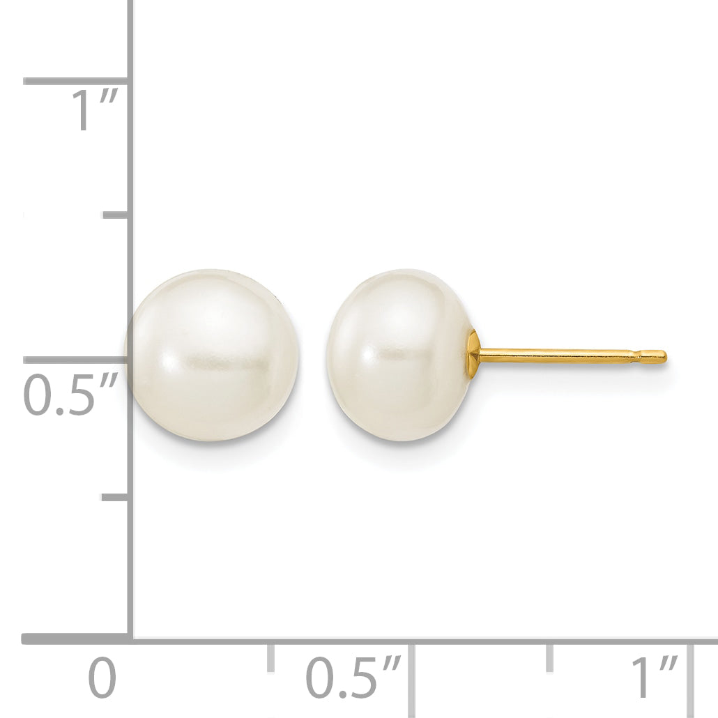 14K Gold Filled 7-8mm White Button Cultured Freshwater Pearl Stud Earrings Secondary image