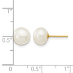 14K Gold Filled 7-8mm White Button Cultured Freshwater Pearl Stud Earrings - view 3