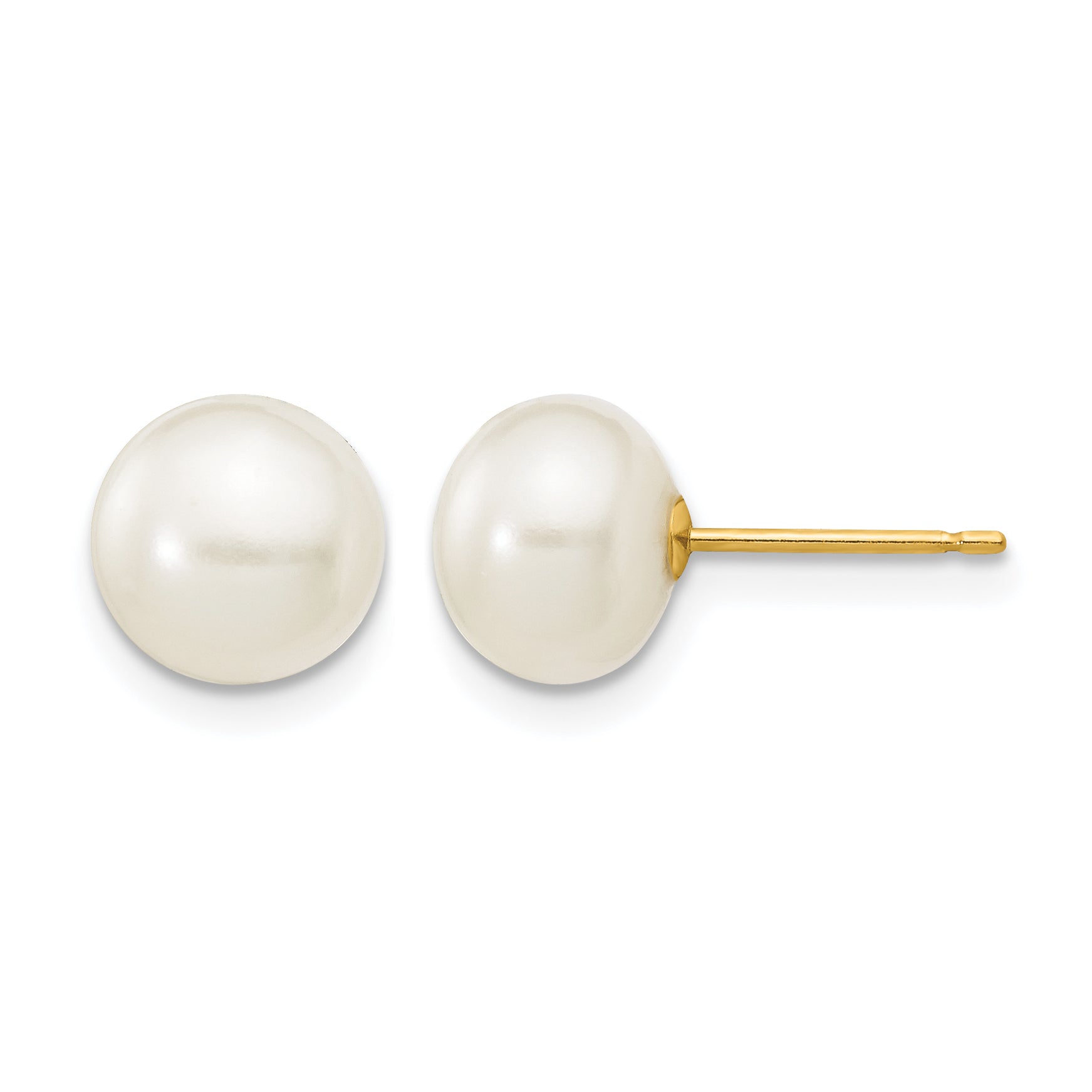 14K Gold Filled 7-8mm White Button Cultured Freshwater Pearl Stud Earrings by Sophia Jewelers Main image