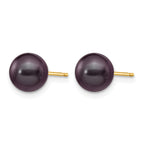 14K Gold Filled 7-8mm Black Round Cultured Freshwater Pearl Stud Earrings - view 2