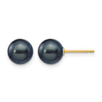 14K Gold Filled 7-8mm Black Round Cultured Freshwater Pearl Stud Earrings by Sophia Jewelers