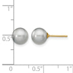 14K Gold Filled 7-8mm Grey Round Cultured Freshwater Pearl Stud Earrings - view 3