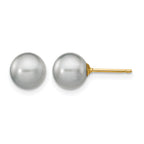 14K Gold Filled 7-8mm Grey Round Cultured Freshwater Pearl Stud Earrings by Sophia Jewelers