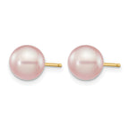 14K Gold Filled 7-8mm Purple Round Cultured Freshwater Pearl Stud Earrings - view 2